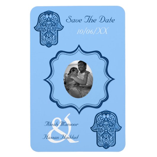 Henna Hand van Hamsa (blauw) (datum opslaan) Magneet (Verticaal)