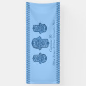 Henna Hand van Hamsa (blauw) Spandoek (Verticaal)