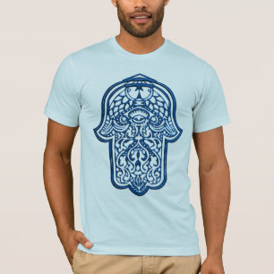 Henna Hand van Hamsa (blauw) T-shirt