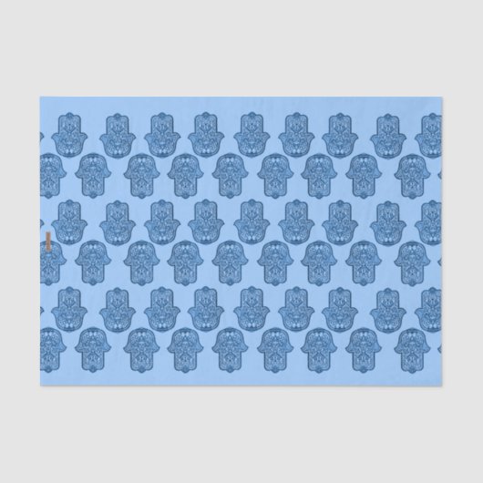 Henna Hand van Hamsa (blauw) Tissuepapier (Voorkant)