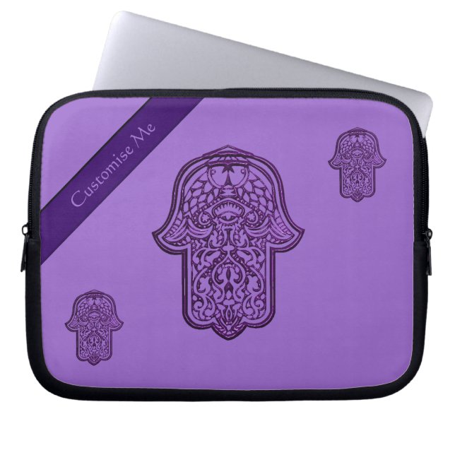 Henna Hand van Hamsa (Paars) Laptop Sleeve (Voorkant)