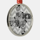 Henna Hands 4 Square Paisley Tattoo  Metalen Ornament (Rechts)