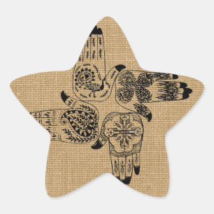 Henna Hands 4 Square Paisley Tattoo  Ster Sticker