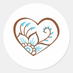 Henna Heart Blue Ronde Sticker