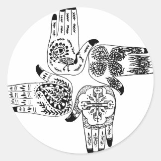 Henna Mehndi Hands Indian Design Painted Wedding Ronde Sticker