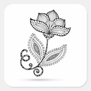 Henna Paisley Mehndi Doodles Vierkante Sticker