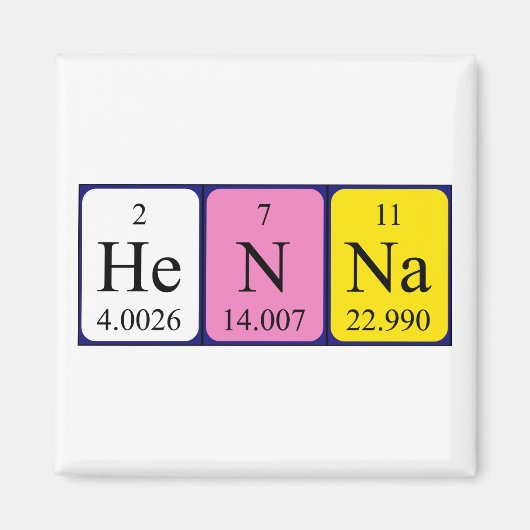 Henna periodieke table name magnet magneet (Voorkant)