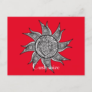 Henna-stijl Sun Tattoo Thunder_Cove  Briefkaart