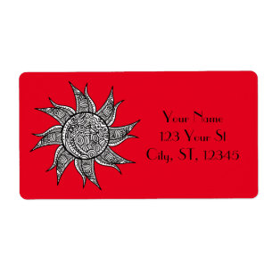 Henna-stijl Sun Tattoo Thunder_Cove Etiket