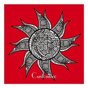 Henna-stijl Sun Tattoo Thunder_Cove Perfect Poster
