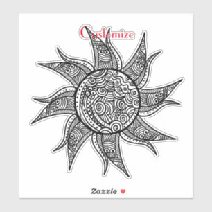 Henna-stijl Sun Tattoo Thunder_Cove Sticker