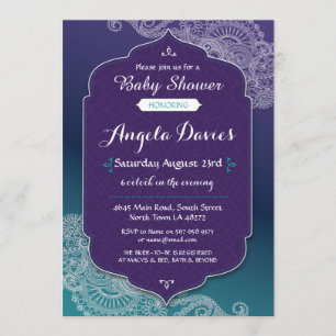 Henna Style Jewel Baby shower Invitation Arabian P