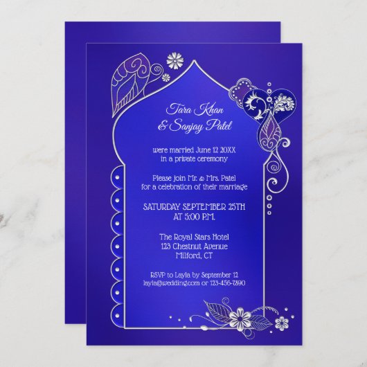 Henné argenté Indigo Blue après Faire-part de mari (Devant / Derrière)