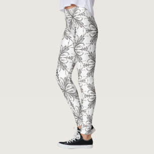 Henné floral Mandala Leggings blancs noirs