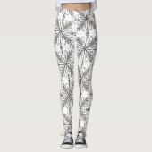 Henné floral Mandala Leggings blancs noirs (Devant)