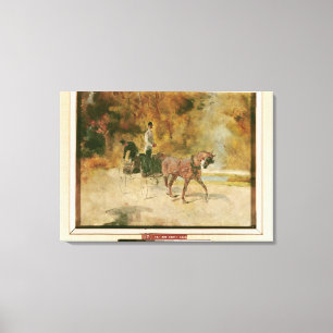 Henri de Toulouse-Lautrec Een hond-kart Canvas Afdruk