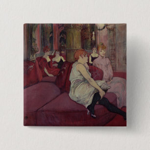 Henri de Toulouse-Lautrec In de Salon bij de Ru Vierkante Button 5,1 Cm