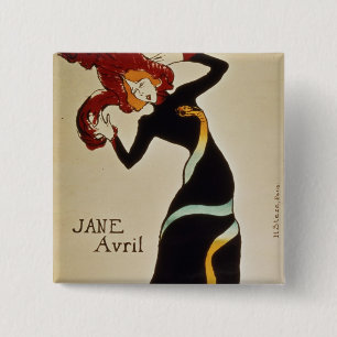 Henri de Toulouse-Lautrec Jane Avril 1899 Vierkante Button 5,1 Cm