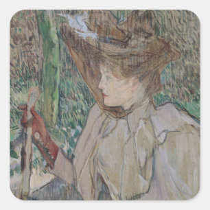Henri de Toulouse-Lautrec Vrouw met handschoenen Vierkante Sticker