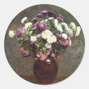 Henri Fantin-Latour  Aster in een Vase Ronde Sticker