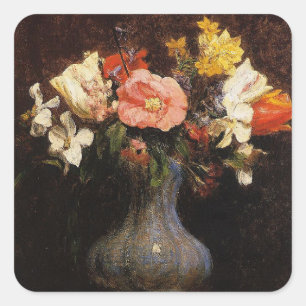 Henri Fantin-Latour, bloemen, kamelen, tulpen Vierkante Sticker