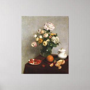 Henri Fantin-Latour Flowers en Fruit Canvas Afdruk