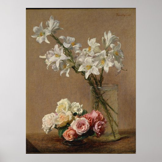 Henri Fantin-Latour  Rozen en Lilies Poster (Voorkant)
