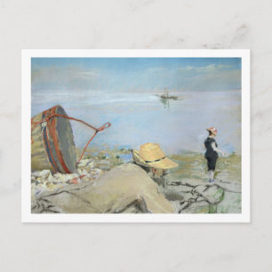 Henri Guerard Relaxing on the Beach (pastel op kan Briefkaart