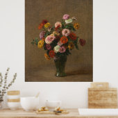 Henri Latour - Zinnias Poster (Keuken)