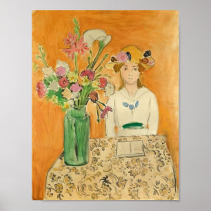 Henri Matisse - Meisje in het wit met een boeket - Poster