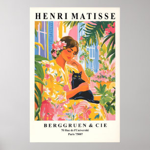 Henri Matisse Print, Zwarte Kat, Vrouw, Tropisch Poster