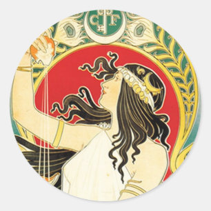Henri Privat~Livemont ~ Art Nouveau Ronde Sticker