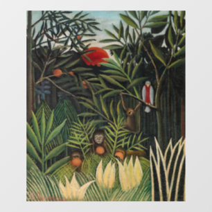 Henri Rousseau - Apen en papegaai in Maagdenbos Raamsticker