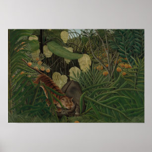 Henri Rousseau - Bestrijding van een tijger Poster