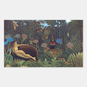 Henri Rousseau De Droom - Jungle vrouw met dieren Rechthoekige Sticker