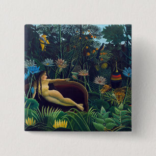 Henri Rousseau - De droom/Le Reve Vierkante Button 5,1 Cm