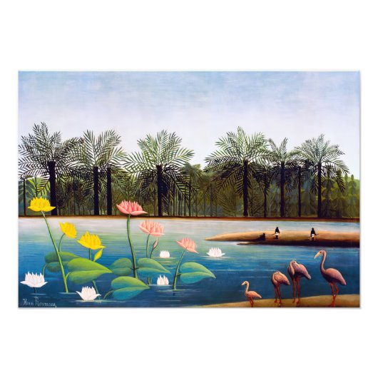 Henri Rousseau - De Flamingoes Foto Afdruk (Voorkant)