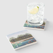 Henri Rousseau - De Flamingoes Stenen Onderzetter (Zijkant)