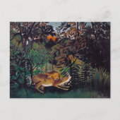 Henri Rousseau - De hongerige leeuw Briefkaart (Voorkant)