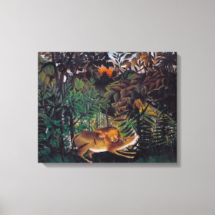 Henri Rousseau - De hongerige leeuw Canvas Afdruk