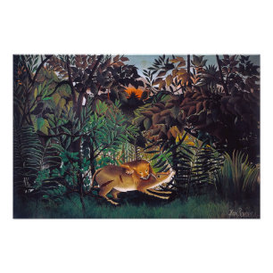 Henri Rousseau - De hongerige leeuw Foto Afdruk