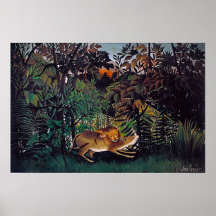 Henri Rousseau - De hongerige leeuw Poster