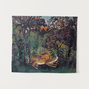 Henri Rousseau - De hongerige leeuw Wandkleed