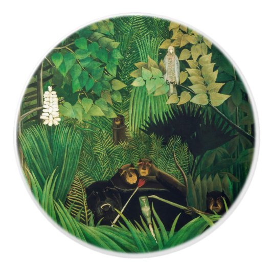 Henri Rousseau - De Merry Jesters Keramische Knop (Voorkant)