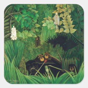 Henri Rousseau - De Merry Jesters Vierkante Sticker