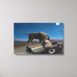 Henri Rousseau - De slapende zigeuner Canvas Afdruk