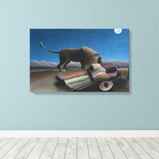 Henri Rousseau - De slapende zigeuner Canvas Afdruk (Insitu (Houten vloer))