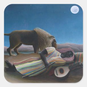 Henri Rousseau - De Slapende Zigeunerin Vierkante Sticker