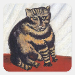 Henri Rousseau - De Tijgerkat ( Le Chat Tigre ) Vierkante Sticker