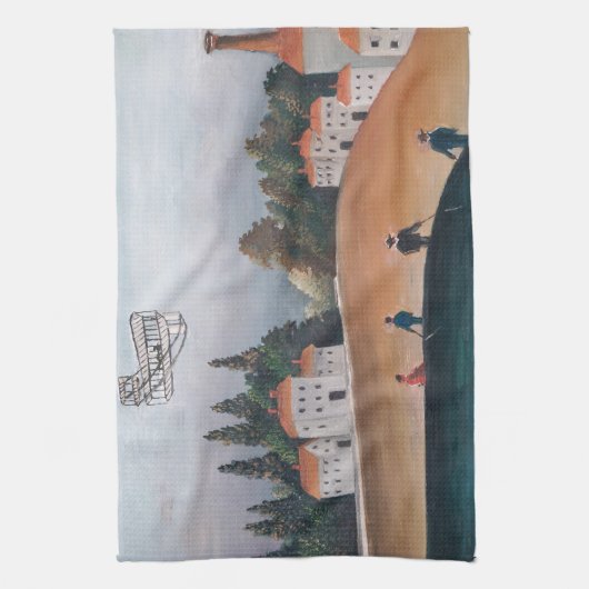 Henri Rousseau - De vissers en het vliegtuig Theedoek (Verticaal)